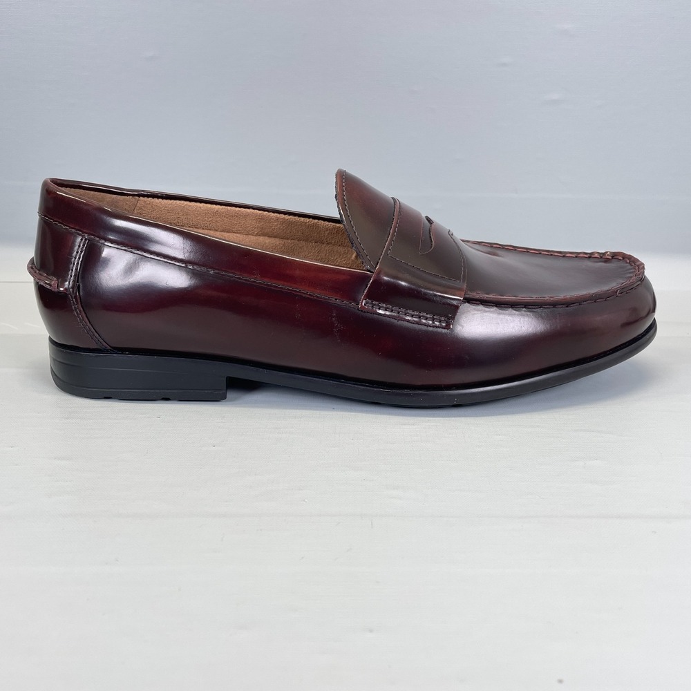 Nunn Bush Drexel Penny Loafers Mens Size 12 W Burgundy Leather Slip On Shoes